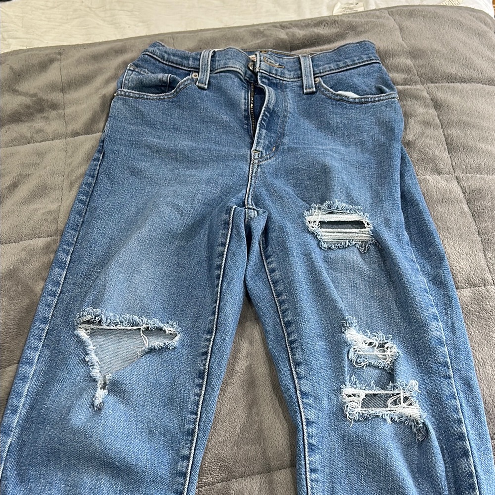 Levi's Blue Boyfriend Distressed Jeans